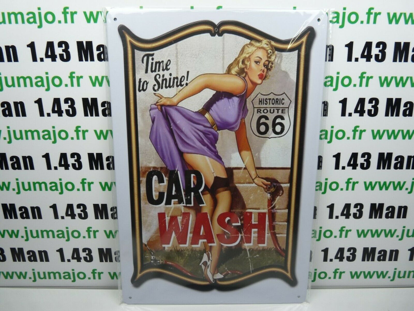 PA8 PLAQUES TOLEE vintage 20 X 30 cm : Pin'up Car Wash Route 66
