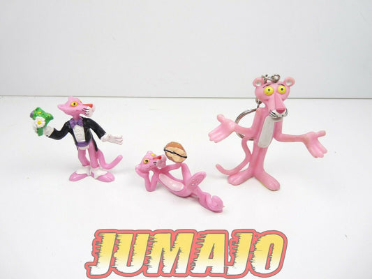 FIG30 lot 3 figurines PVC PANTHERE ROSE pink panther : porte clés burger 6/8 cm