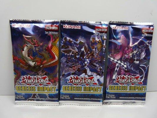 YU-GI-OH lot 3 x booster pack scellé Genesis Impact 1st edition English 7 cards