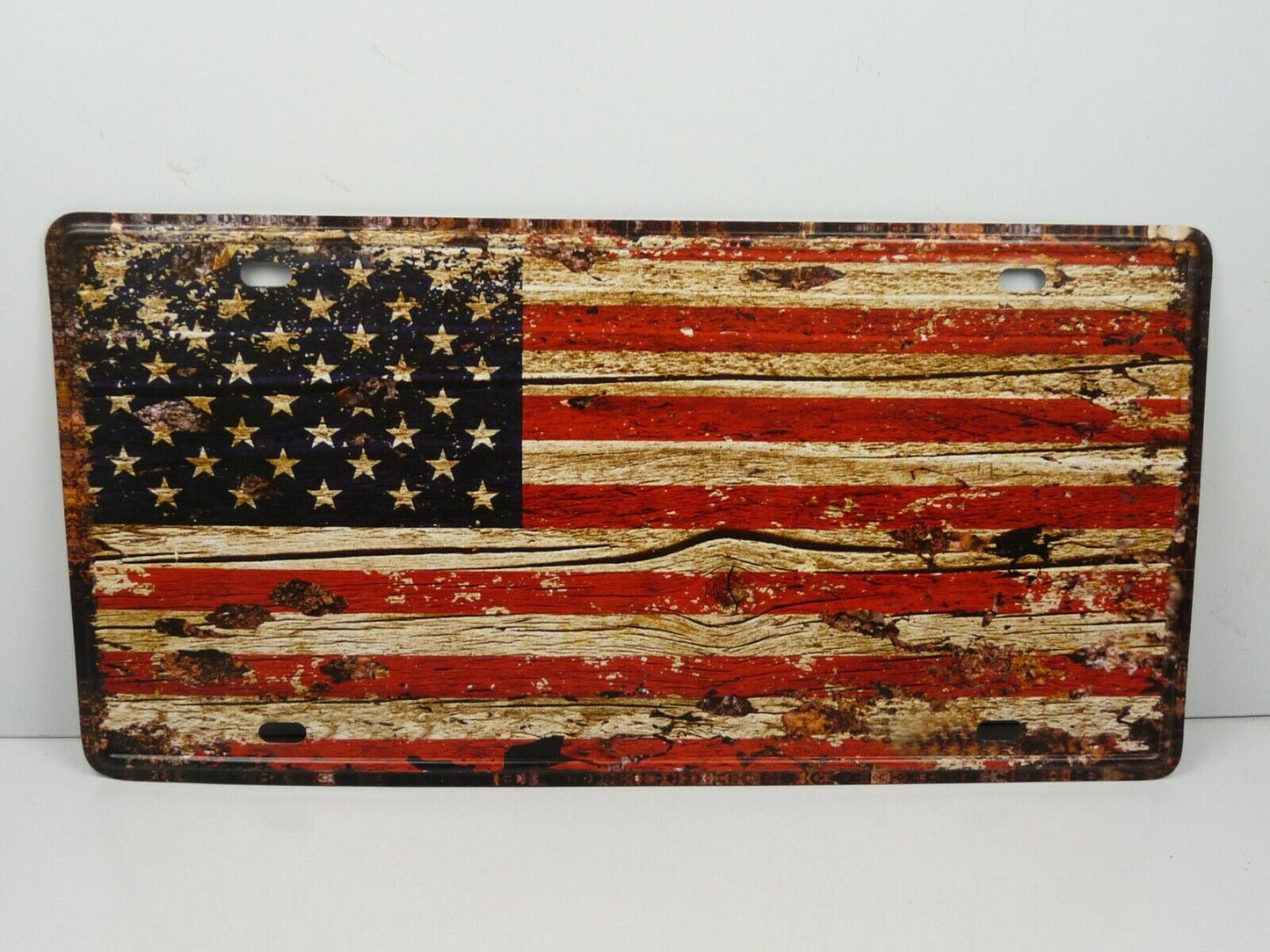 PA46 PLAQUES TOLEE vintage 15 X 30 cm : Wooden US Flag Drapeau américain bois