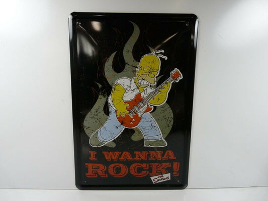 PA129 PLAQUES TOLEE The SIMPSONS 20 X 30 cm : Homer I wanna rock