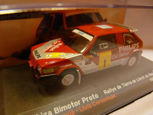 RES8 voiture 1/43 IXO altaya SEAT de Rallye : IBIZA Bimotor proto PHILIPS 1988