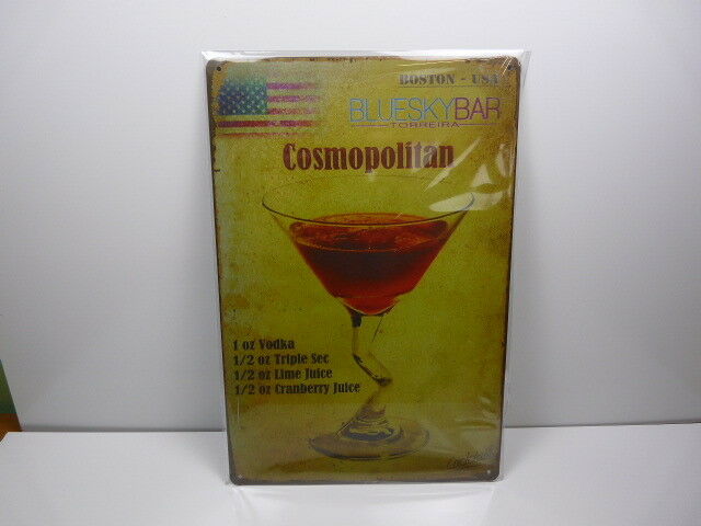 PA113 PLAQUES TOLEE vintage 20 X 30 cm : Cocktail Cosmopolitan