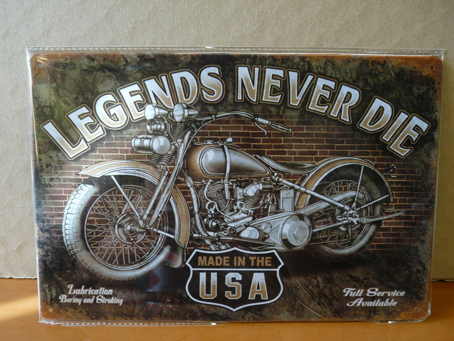 PA72 PLAQUES TOLEE vintage 20 X 30 cm : LEGENDS NEVER DIE moto motorcycle USA