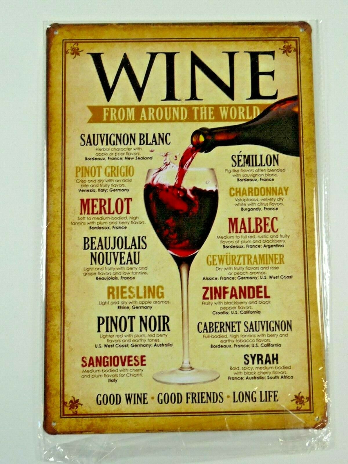 PA54 PLAQUES TOLEE vintage 20 X 30 cm : VINS WINES FROM AROUND THE WORLD