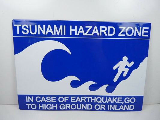 PB113 PLAQUE tolée 34 X 24 CM : Tsunami hazard zone danger risque de Tsunami