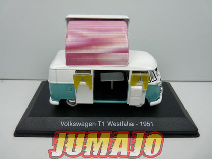 CC34 1/43 camping cars hachettes IXO : VOLKSWAGEN Kombi T1 Westfalia 1951