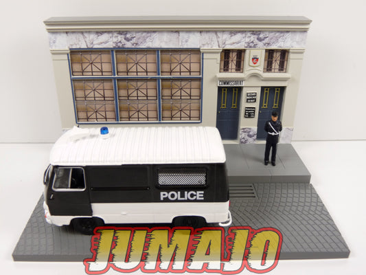 DIO10 Voiture + diorama 1/43 IXO : métiers de france Peugeot J7 Police commissariat