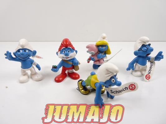 FIG108 lot de 5 figurines PVC Schleich Schtroumpf schlump smurf GRAND SCHTROUMPF SCHTROUMPFETTE BEBE