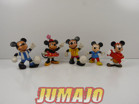 FIG29 lot 5 figurines PVC COMICS SPAIN/DISNEY BULLY 6cm : Mickey football, Chine, Minnie fleur