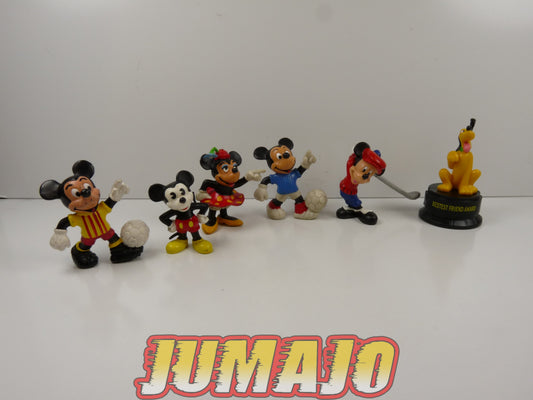 FIG39 lot 6 figurines PVC COMICS SPAIN/DISNEY BULLY 6cm : Mickey football, Minnie, Pluto