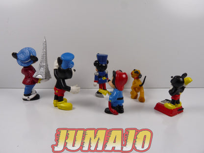 FIG9 lot 6 figurines PVC COMICS SPAIN/DISNEY BULLY 6cm : Mickey pompier, tour Eiffel , Pluto