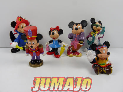 FIGZ lot 6 figurines PVC DISNEY BULLY 6cm : Mickey pompier, guitare, indien, soldat, Minnie