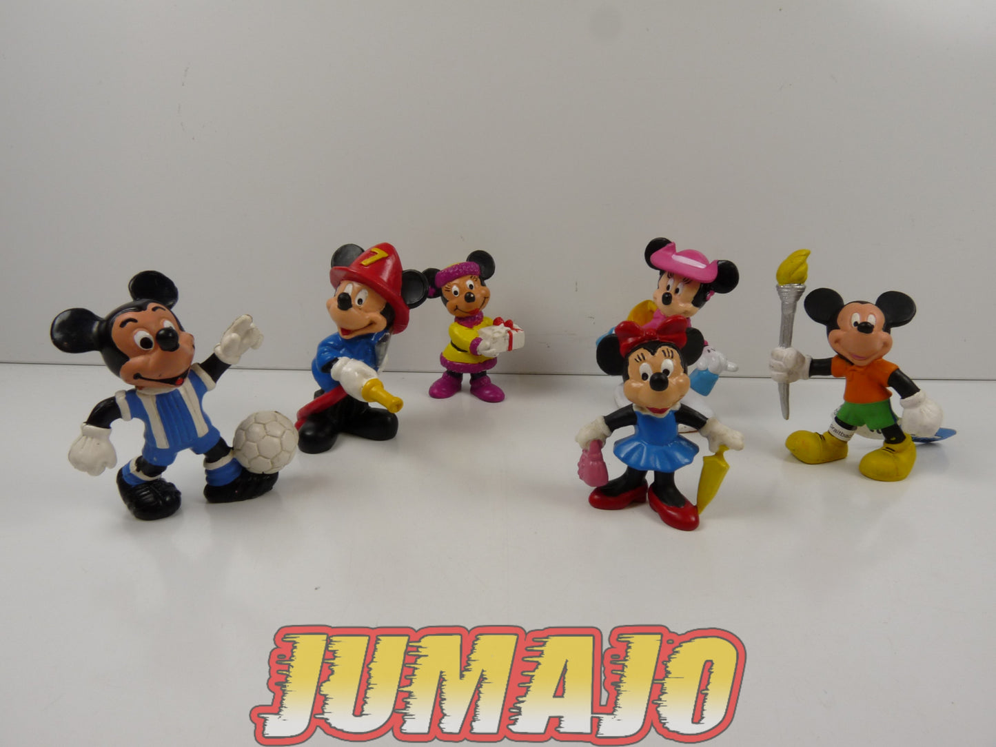 FIGZ lot 6 figurines PVC DISNEY COMICS SPAIN/BULLY 6cm : Mickey football, pompier, JO, Minnie