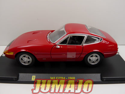 FVQ11 Voiture 1/24 BURAGO HACHETTE FERRARI GT BOITE CASSÉE : 365 GTB4 1968 Rouge