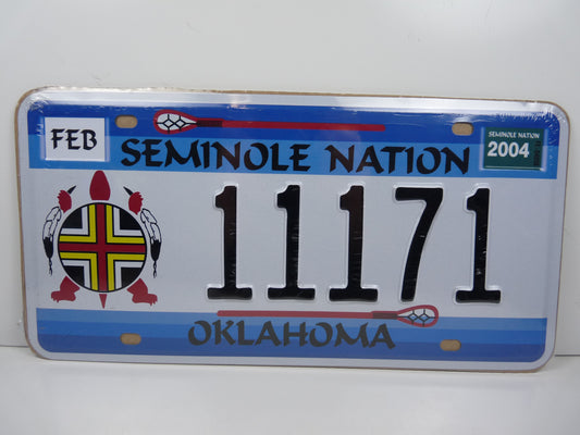 PA130 PLAQUES TOLEE AMERICAINE USA 15 X 30 cm : SEMINOLE NATION Oklahoma