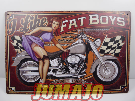 PB121 PLAQUES TOLEE vintage 20 X 30 cm : Pin'up Fat boys moto 1903