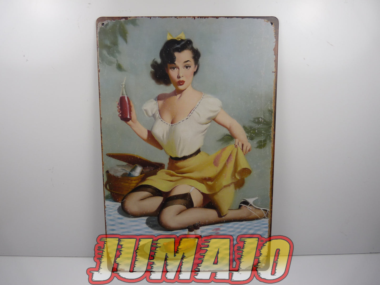 PB127 PLAQUES TOLEE vintage 20 X 30 cm : Pin'up Pic Nic