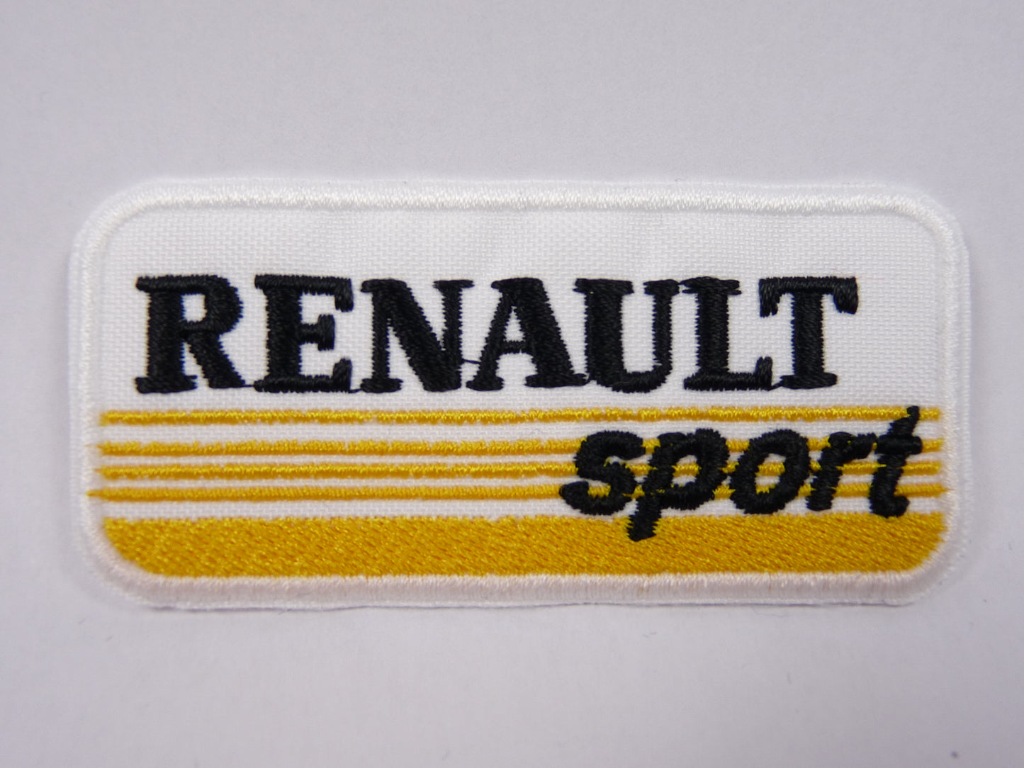 PTC121 Patch brodé thermocollé : logo Renault sport largeur environ 8 cm hauteur environ 3.8 cm