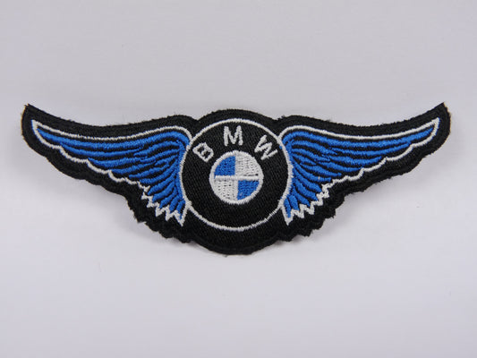 PTC152 Patch brodé thermocollé : logo BMW moto largeur environ 10 cm hauteur environ 3.6 cm