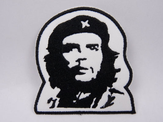 PTC53 Patch brodé thermocollé : logo che guevara blanc largeur environ 7.8 cm hauteur environ 7.9 cm