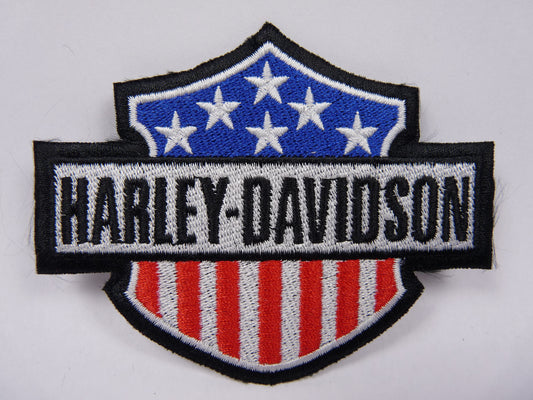 PTC68 Patch brodé thermocollé : logo Harley Davidson USA largeur environ 10 cm hauteur environ 7.7 cm