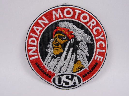 PTC77 Patch brodé thermocollé : logo Indian Motorcycle Diamètre environ 9 cm