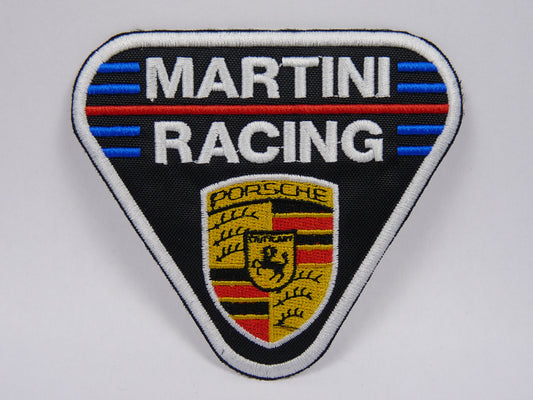 PTC93 Patch brodé thermocollé : logo Martini Racing Porsche largeur environ 10 cm hauteur environ 9 cm
