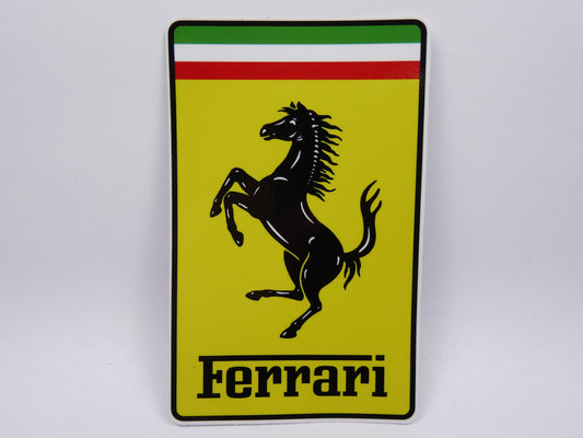 STK16 Sticker Autocollant : logo Ferrari Rectangle Largeur 7.1 cm hauteur 11.4 cm