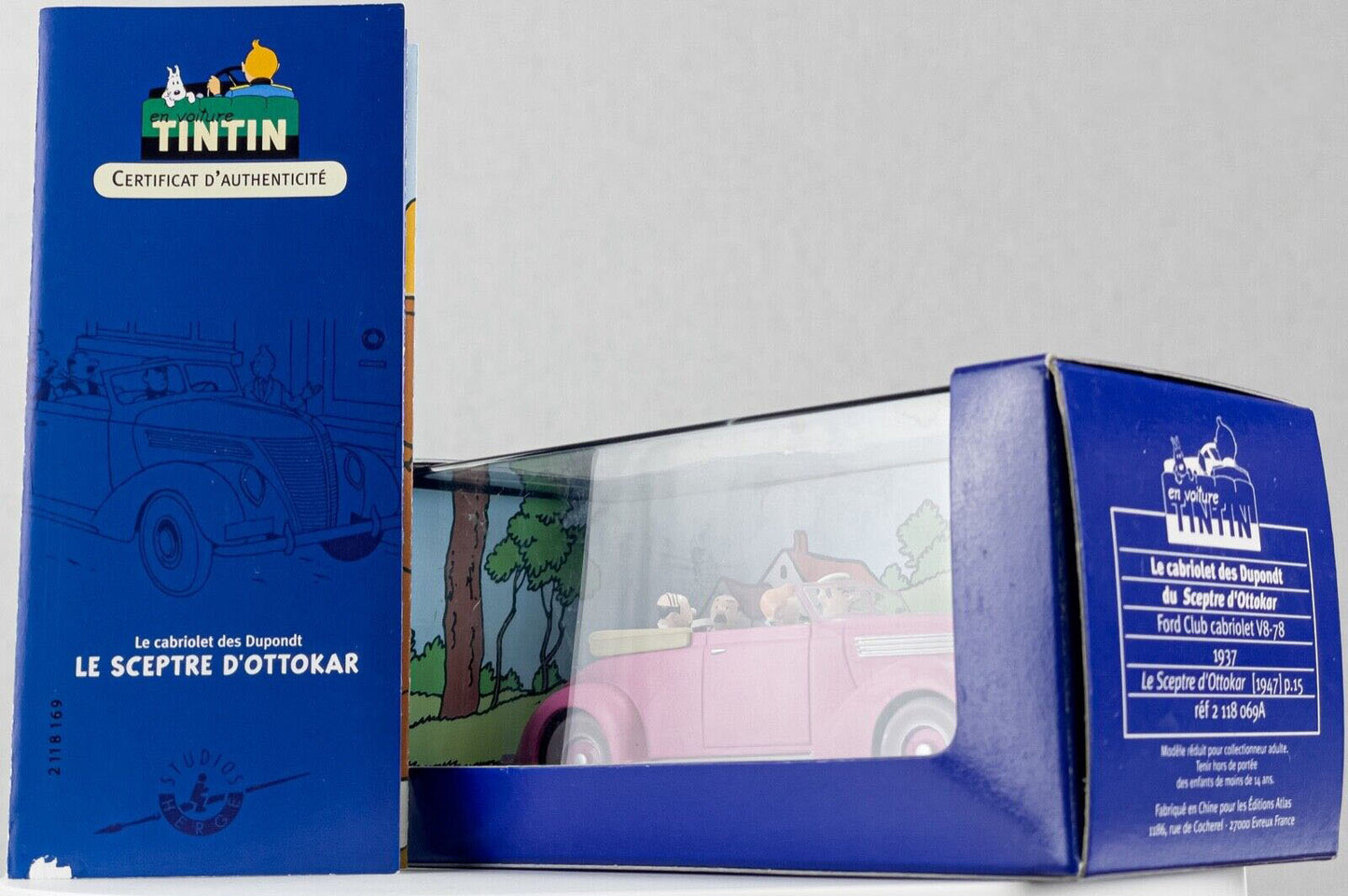 TIN69 Atlas 1/43 TINTIN en Voiture : Ford Club cabriolet V8-78 1937 *Occasion